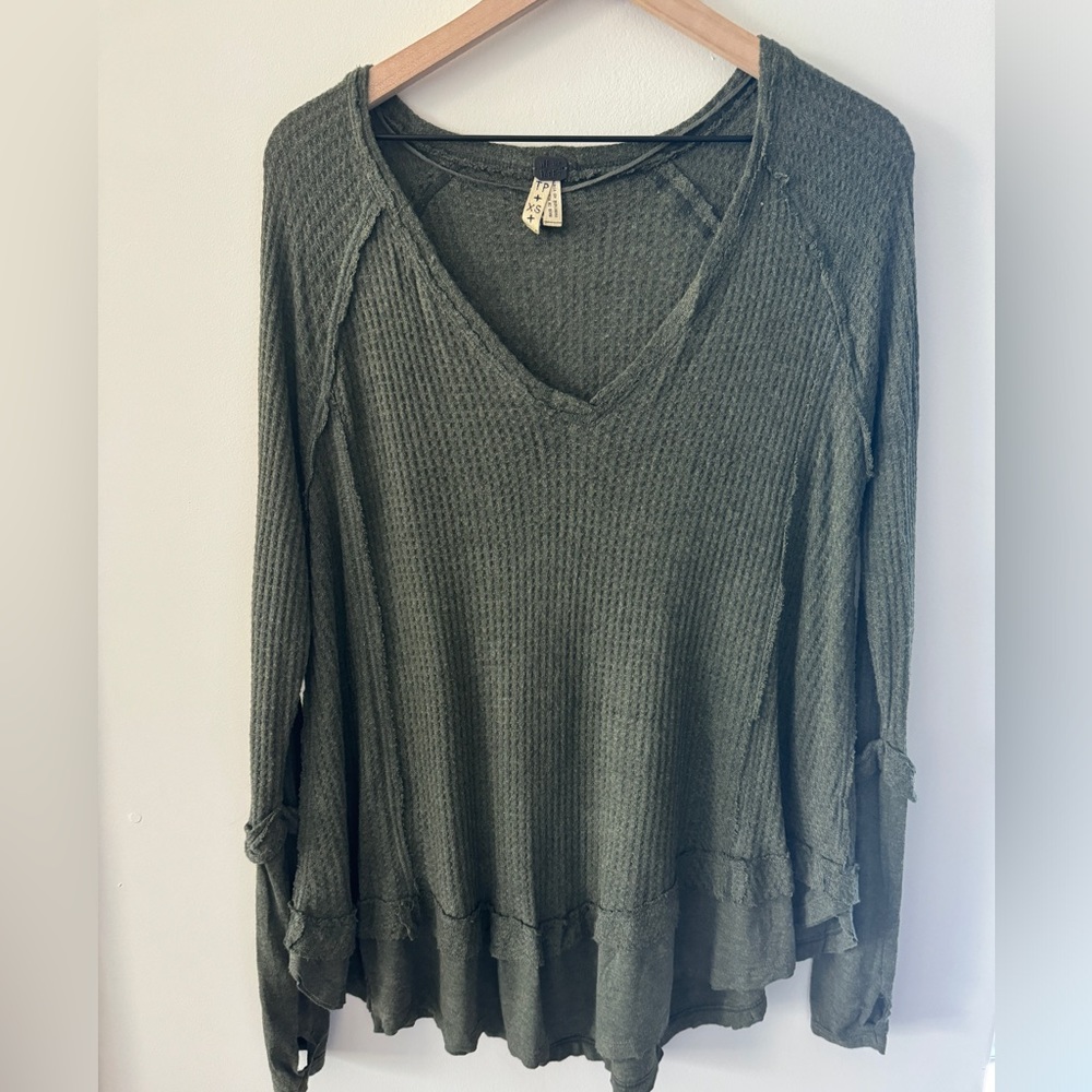 We the Free Thermal Waffle Knit V-neck Tee